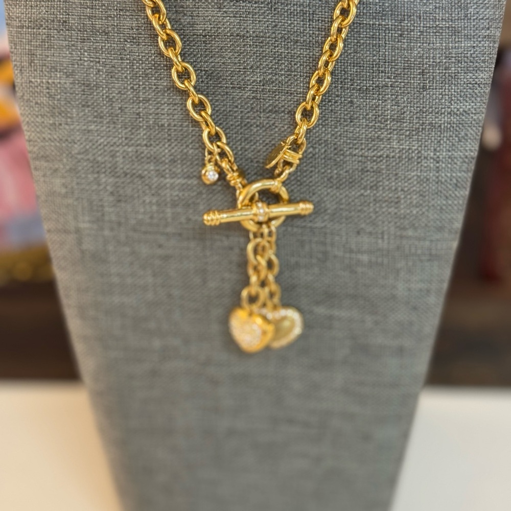 π LAUREN G ADAMS GOLD DOUBLE HEART NECKLACE! - Picture 4 of 11